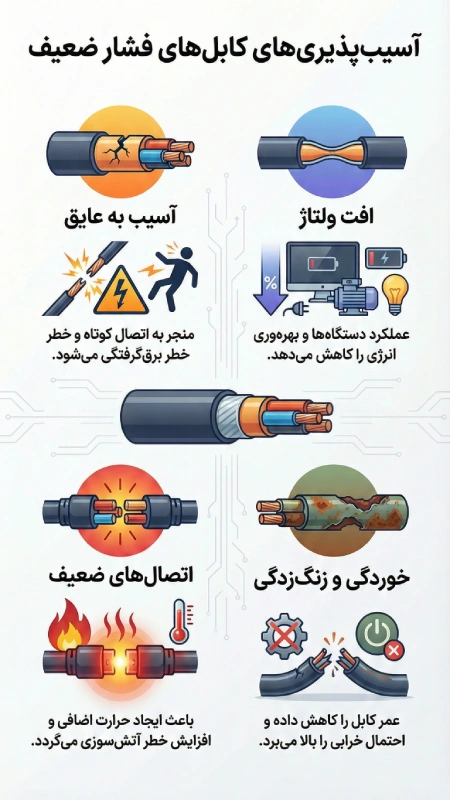 مشکلات و چالشهای استفاده از کابل فشار ضعیف